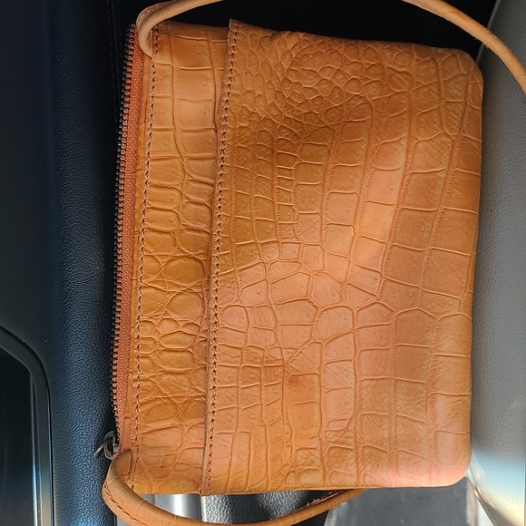 49 Square Miles small leather crossbody.Orange crocodile embossed leather - Picture 5 of 5